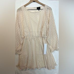 Lumiere Ivory Color  Dress Mini Dress Size Large Swiss Dots